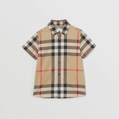 Burberry Kids' Vintage Check Cotton Shirt In Brown