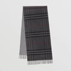 Burberry Reversible Check Cashmere Scarf In Charcoal