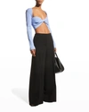 Gauge81 Lifa Cropped Twisted Ribbed Merino Wool-blend Top In Cornflower Blue