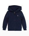 Polo Ralph Lauren Polo Pony Zip-up Cotton Hoodie In French Navy