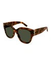 Saint Laurent Ysl Oversized Acetate Cat-eye Sunglasses In Medium Havana