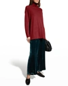 Eileen Fisher Raglan Sleeve Merino Wool Turtleneck Sweater In Cranberry