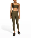 Alo Yoga Airlift High Waist Midi Leggings In Dark Olive