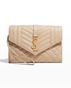 Saint Laurent Ysl Monogram Quilted Envelope Clutch Bag In 2721 Dark Beige