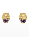 GUCCI LION HEAD EARRINGS WITH DIAMONDS AND AMETHYST,PROD246510168