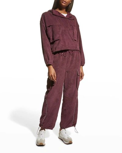 Fp Movement By Free People Bring The Heat Corded Pant In Red Berry