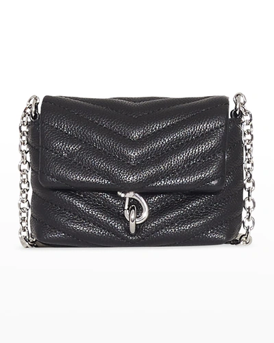 Rebecca Minkoff Edie Micro Quilted Leather Crossbody Bag In Black