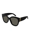 Saint Laurent Ysl Oversized Acetate Cat-eye Sunglasses In Shiny Black