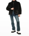 Apparis Skylar Faux Fur Tiered Short Coat In Noir