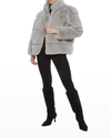 Apparis Skylar Faux Fur Tiered Short Coat In Smoke