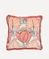 Liberty Regency Tulip Fringed Square Velvet Cushion In Pink