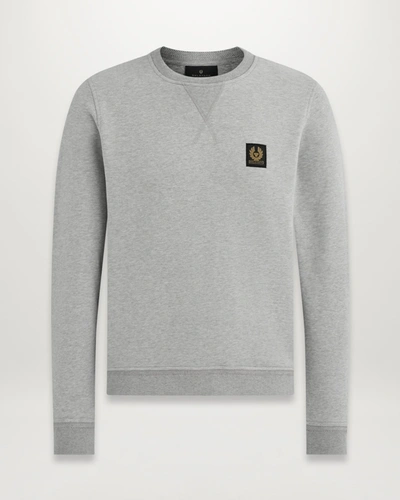 Belstaff Logo Embroidered Cotton Sweatshirt In Grey Melange | ModeSens