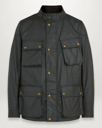 Belstaff Waxed Cotton Fieldmaster Jacket In Green