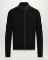 Belstaff Man Kelby Slim-fit Shell-trimmed Logo-appliquéd Wool Cardigan In Black