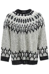 Valentino Crew Neck Wool Sweater  With Animal Print And Embroidery In Mixed Colours