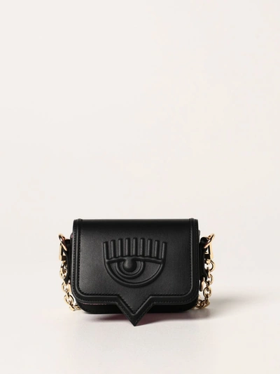 Chiara Ferragni Eyelike  Bag / Pouch In Synthetic Leather In Black