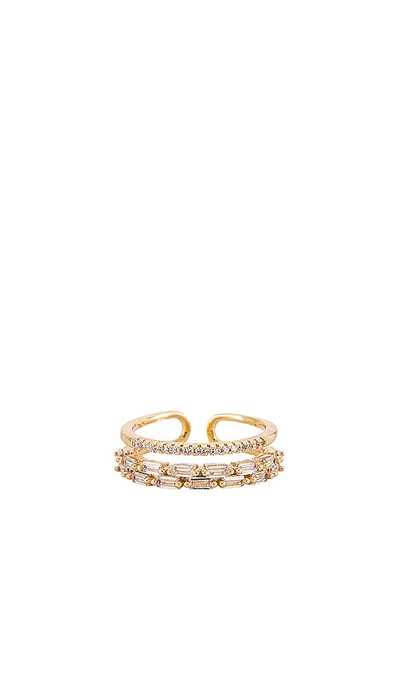 Bracha Clara Baguette Ring In Metallic Gold
