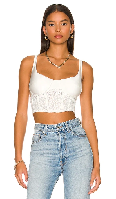Afrm Simi Lace Corset Top In Ivory