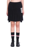 Thom Browne Pleated Wool Blend Mini Skirt In Black