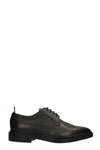 THOM BROWNE LACE UP SHOES IN BLACK LEATHER,MDF002H-00198001