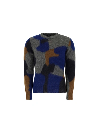 Roberto Collina Sweater In Blu/grigio