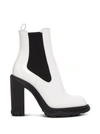 Alexander Mcqueen Treadonly White Leather Boots In White
