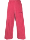 PALM ANGELS PALM ANGELS CROPPED VELVET TRACK PANTS