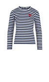 Comme Des Garçons Play Striped Long-sleeved T-shirt In Blue