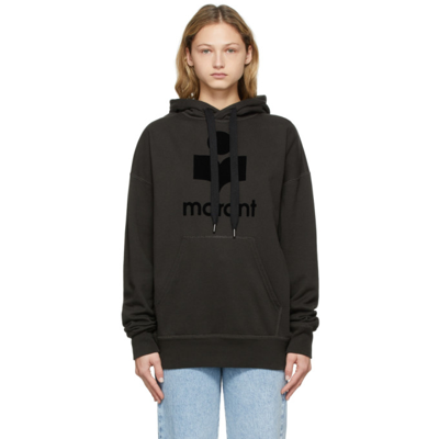 Isabel Marant Étoile Black Hoodie With Tonal Logo Print In Cotton Blend Woman In Brown