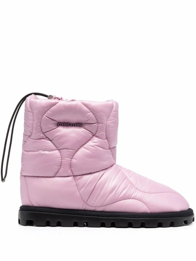 Miu Miu Womens Pink Polyester Ankle Boots