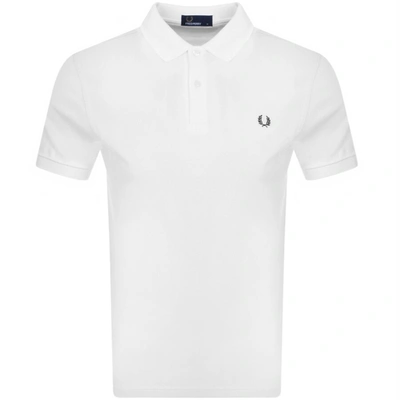 Fred Perry Logo Embroidered Polo Shirt In White