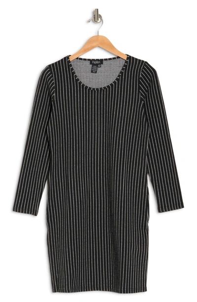 Papillon Stripe Knit Sweater Dress In Black/ White