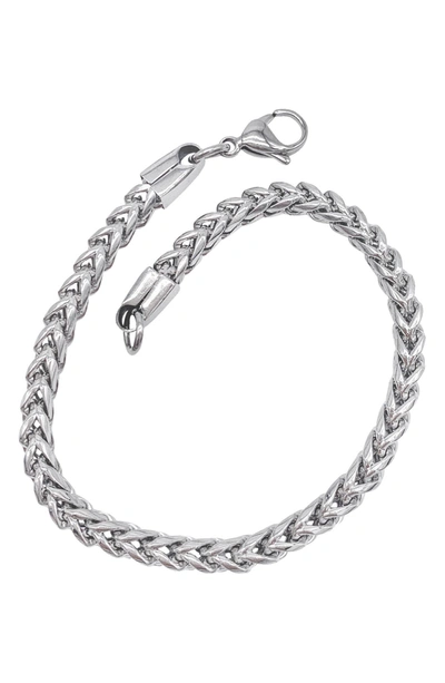 Adornia Franco White Rhodium Plated Stainless Steel Chain Bracelet In Silver