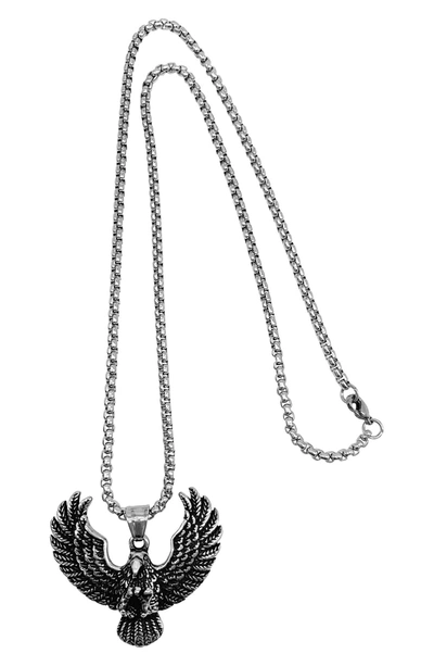 Adornia White Rhodium Plated Stainless Steel Eagle Pendant Necklace In Silver