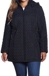 Gallery Chevron Quilt Hooded Jacket In Black