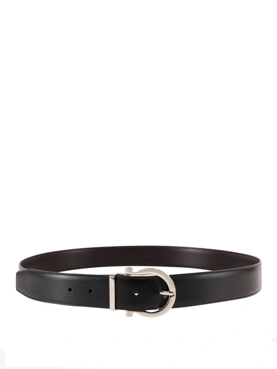 Ferragamo Reversible Leather Belt In Black