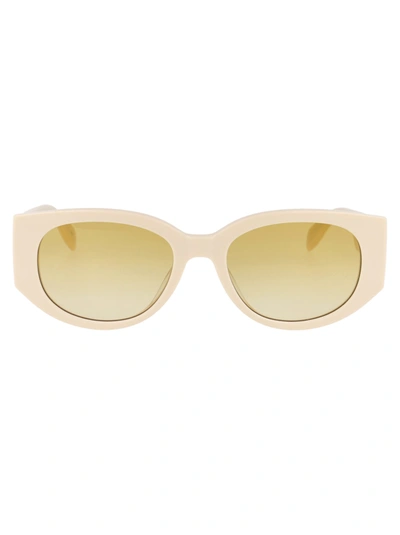 Alexander Mcqueen Am0330s Acetate Sunglasses In White White Yellow