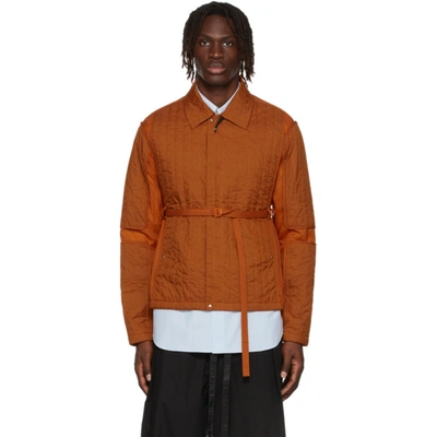 Craig Green Mens Orange Quilted Contrast-panel Shell Jacket S