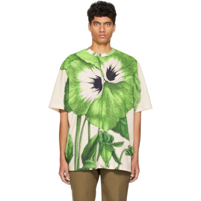 Kenzo Pansy Floral-print Relaxed T-shirt In Beige,green