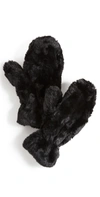Apparis Coco Faux Fur Mittens In Noir