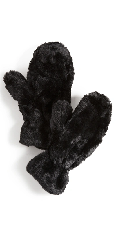 Apparis Coco Faux Fur Mittens In Black