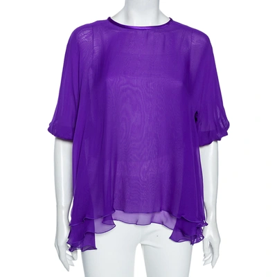 Pre-owned Dolce & Gabbana Purple Silk Chiffon Layered Top S