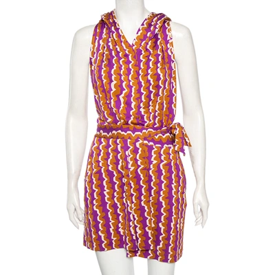 Pre-owned Diane Von Furstenberg Multicolored Silk Mylene Mini Wrap Dress S