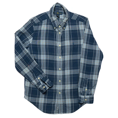 Pre-owned Ralph Lauren Blue Checkered Cotton Button Front Shirt L