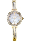 Citizen Eco-drive Women's Gold-tone Stainless Steel & Crystal Bangle Bracelet Watch 25mm In Gold Tone / Mother Of Pearl