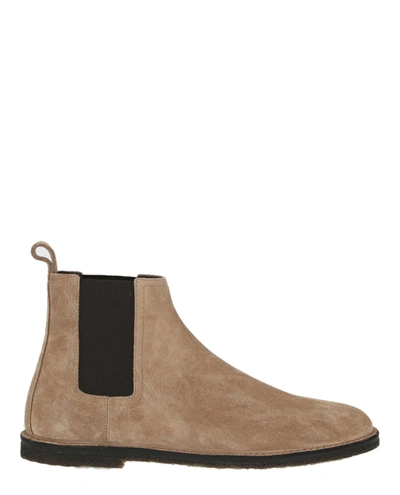 Saint Laurent Oran Suede Chelsea Boots In Cigar