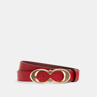 Coach Signature Buckle Belt, 25 Mm In Red