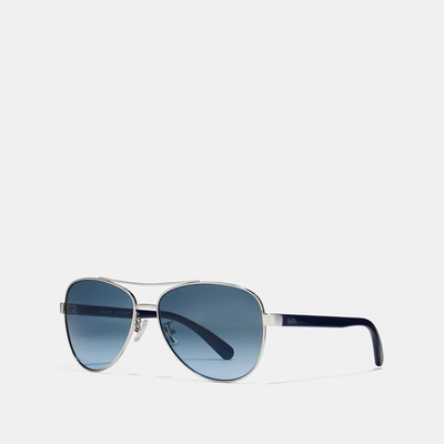 Coach Horse And Carriage Pilot Sunglasses In Silver