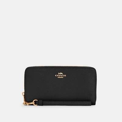 Coach Long Zip Around Wallet In Black