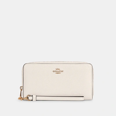 Coach Long Zip Around Wallet In White